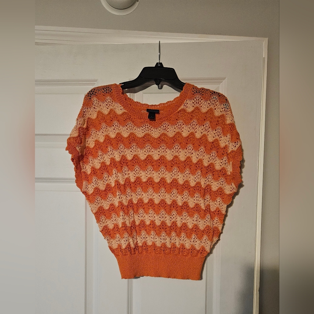 Daytrip Orange and Cream Chevron Sweater
